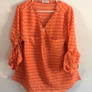 Orange & Pink Striped Blouse
